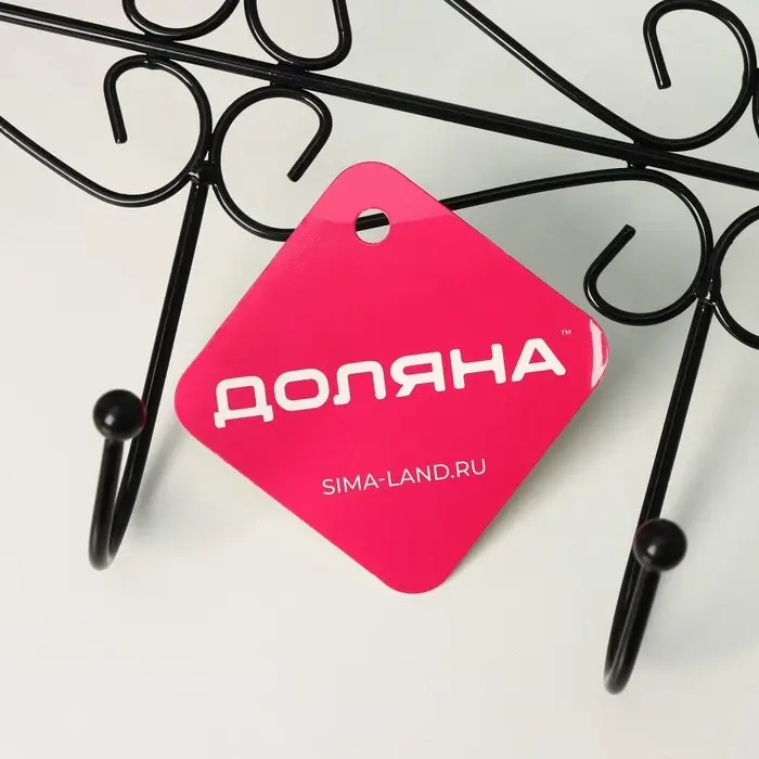 Вешалка на дверь на 5 крючков Доляна &laquo;Вензель&raquo;, 38&times;22.5&times;10 см, чёрная