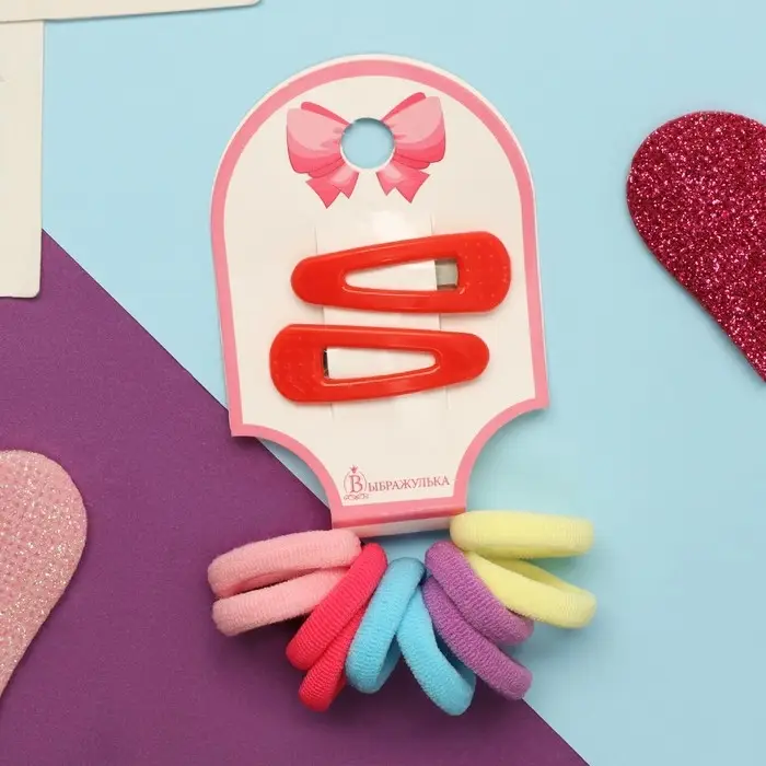 Набор для волос Набор для волос "Карамель" (10 резинок 1,5 см, 2 невидимки 3 см) классика, красный