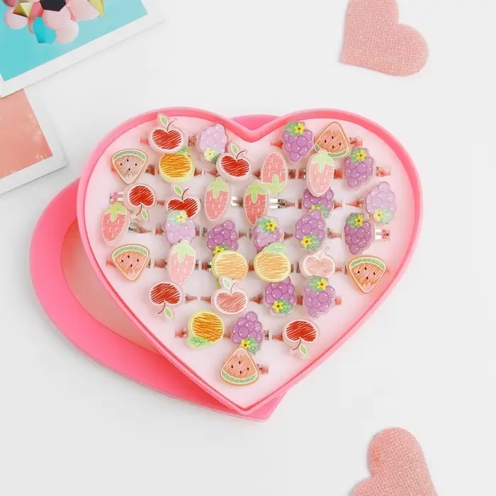 Кольцо детское «Выбражулька» нарисованные фрукты, форма МИКС, цветное, безразмерное Кольцо детское «Выбражулька» нарисованные фрукты, форма МИКС, цветное, безразмерное