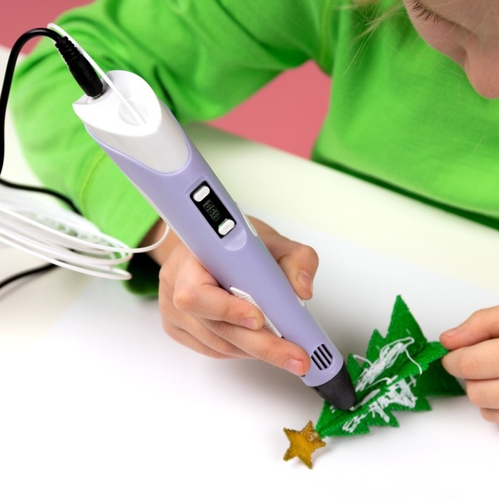 3D ручка Luazon, дисплей, работа с ABS и PLA, пластик в комплекте, фиолетовая 3D ручка Luazon, дисплей, работа с ABS и PLA, пластик в комплекте, фиолетовая