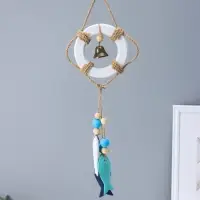 Сувенир интерьерный дерево "Спасательный круг с колоколом и рыбками" 2х10,8х35 см