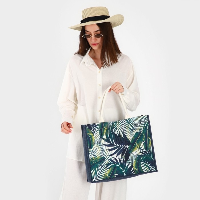 Сумка женская пляжная Тропики, 41,5х34х12 см, зелёный цвет Сумка женская пляжная Тропики, 41,5х34х12 см, зелёный цвет