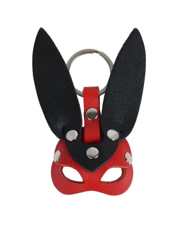 Брелок кожаный для автомобильного ключа, маска - заяц, натуральная кожа 9710409