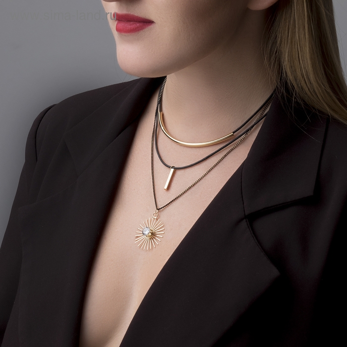 Кулон на шнурке «Цепь» эксклюзив, закат, цвет белый в золоте, 42 см Кулон на шнурке «Цепь» эксклюзив, закат, цвет белый в золоте, 42 см