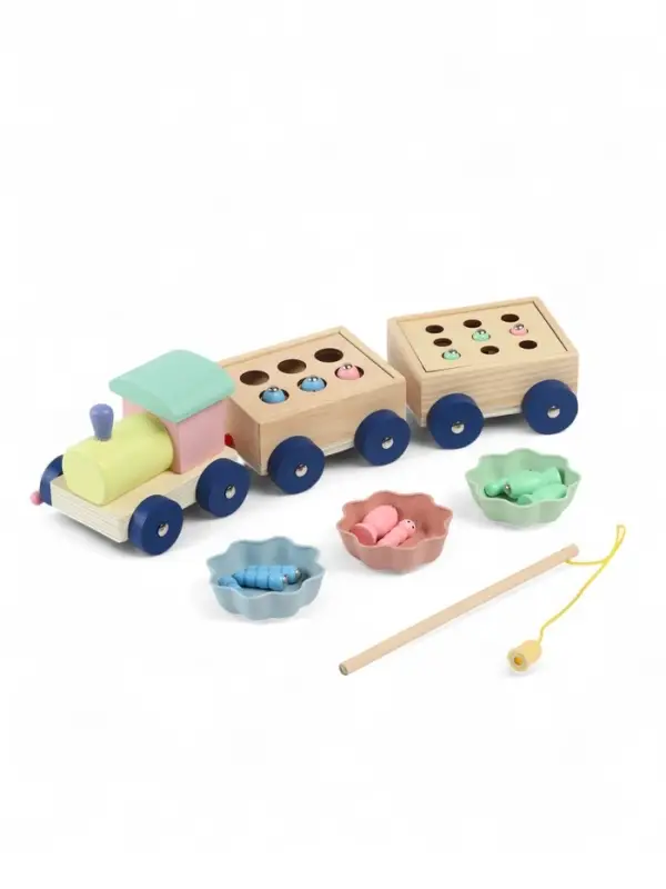 Развивающая игра 3в1 &laquo;Паровозик&raquo;, рыбалка, каталка, сортер, 35&times;11&times;10 см