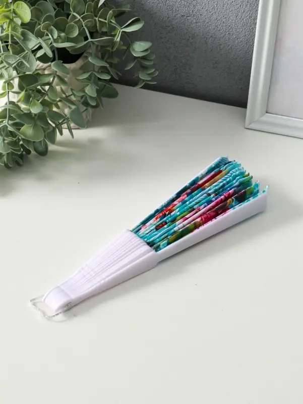 Веер пластик, текстиль Веер пластик, текстиль "Цветы и узоры" МИКС широкие лопасти, золото 23 см