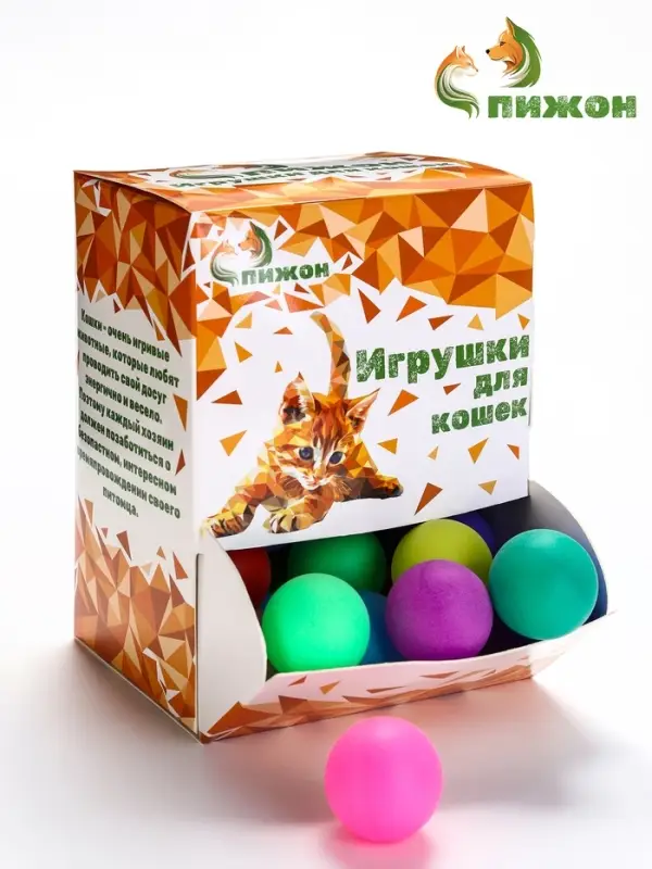 Шарики для кошек, 4 см (подходят для игровых комплексов), фасовка 60 шт., микс цветов