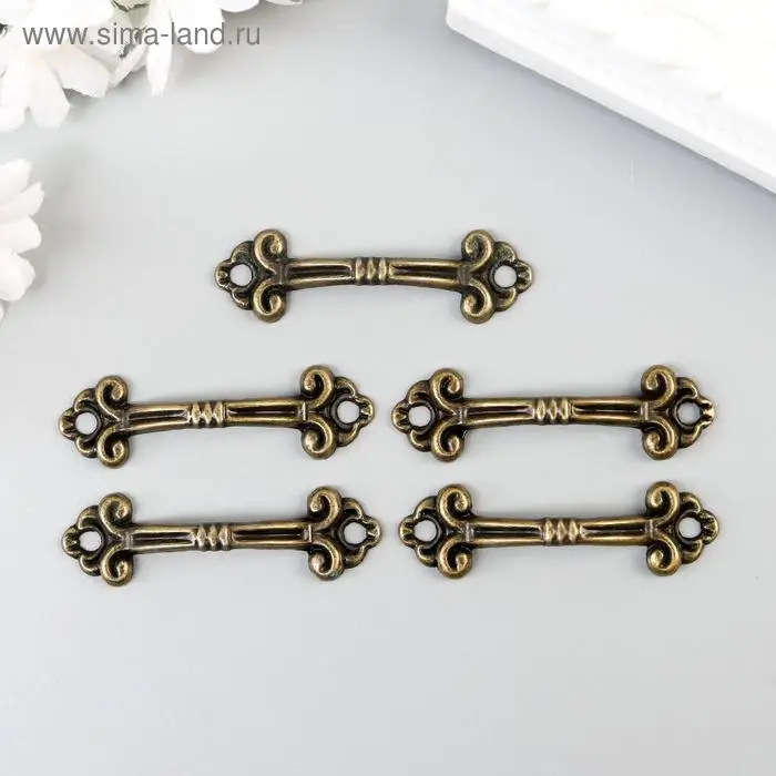 Ручка для шкатулки металл Ручка для шкатулки металл "Антик" бронза 4,6х1,3 см