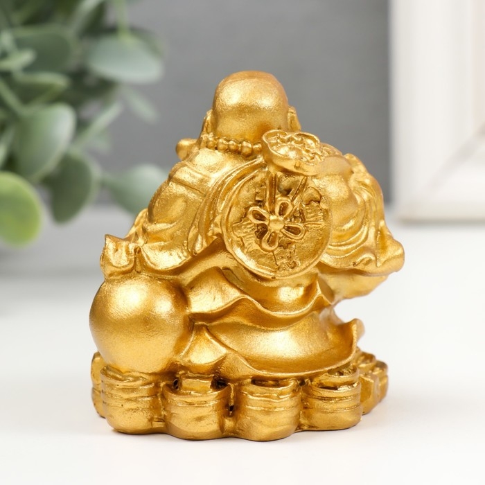 Нэцкэ полистоун золото Нэцкэ полистоун золото "Счастливый хотей" 6,5х5,5х7 см