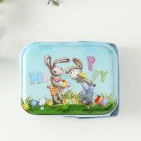 Шкатулка металл с ручкой "Крольчата с яичками" 6х10,5х8 см Шкатулка металл с ручкой "Крольчата с яичками" 6х10,5х8 см