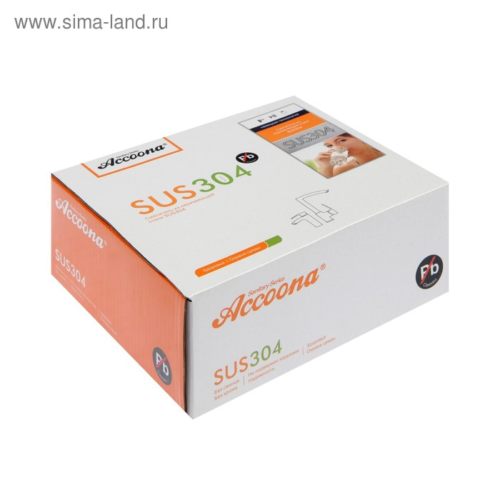 Смеситель для раковины Accoona A96205, однорычажный, нержавеющая сталь, с гайкой, хром Смеситель для раковины Accoona A96205, однорычажный, нержавеющая сталь, с гайкой, хром