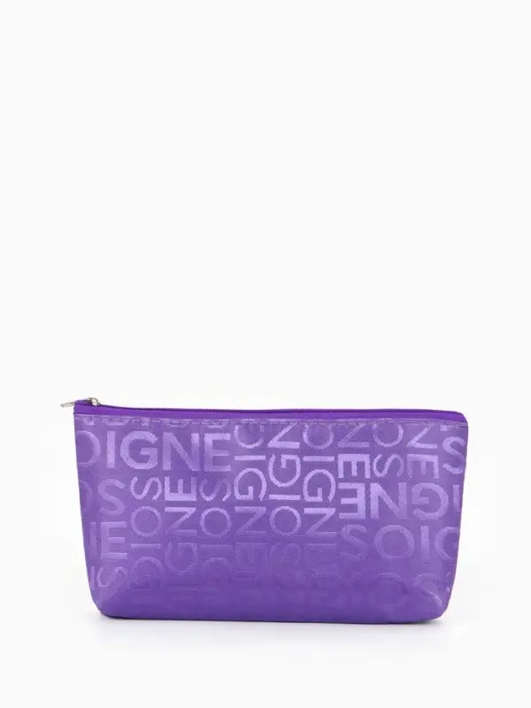 Косметичка - пенал на молнии, маленькая, с буквами, фиолетовая