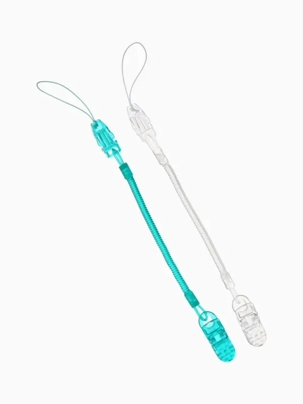 Держатель для соски - пустышки, пружинка, 2 шт., прозрачный, бирюзовый, Крошка Я