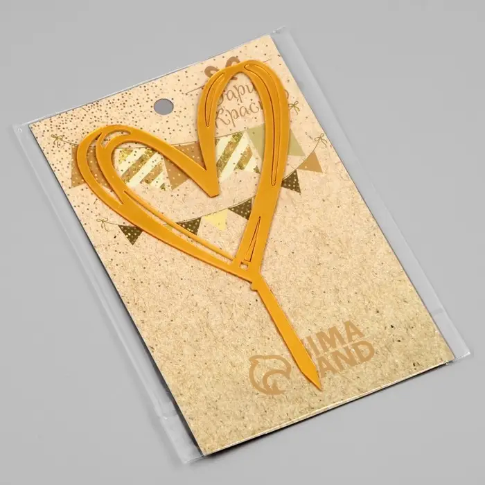 Топпер для торта «Сердце», золото Топпер для торта «Сердце», золото