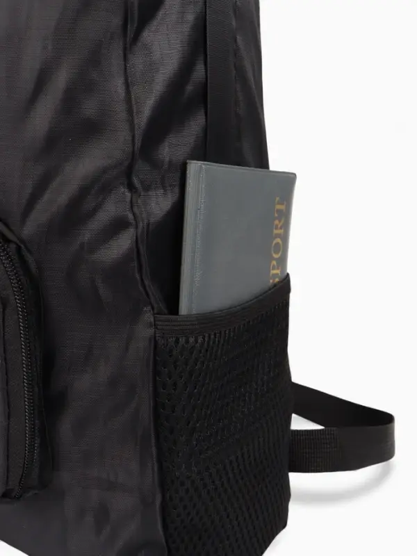 Рюкзак складной на молнии, с сетчатыми карманами, размер 31×11×39 см, чёрный Рюкзак складной на молнии, с сетчатыми карманами, размер 31×11×39 см, чёрный