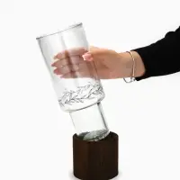 Ваза для цветов стеклянная с деревянной подставкой, 25.5&times;10 см, 1.25 литра