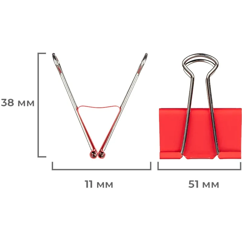 Зажимы для бумаг Attache, 51 мм, 12 шт., цветные, в карт.коробке