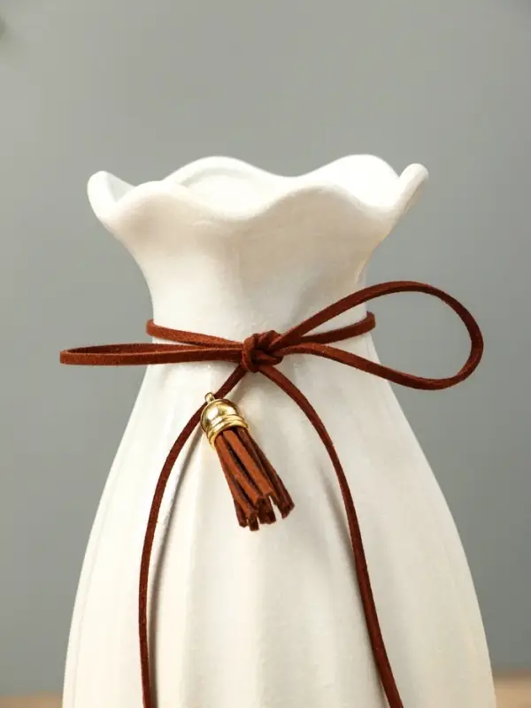 Ваза керамика настольная Ваза керамика настольная "Шерон" полосы шнур, 19,5х10х7,5 см, белый