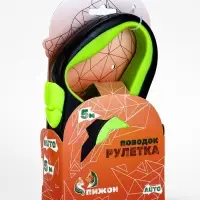 Рулетка &laquo;Пижон&raquo;, 5 м, до 25 кг, светоотражающая, трос, прорезиненная ручка, зелёная