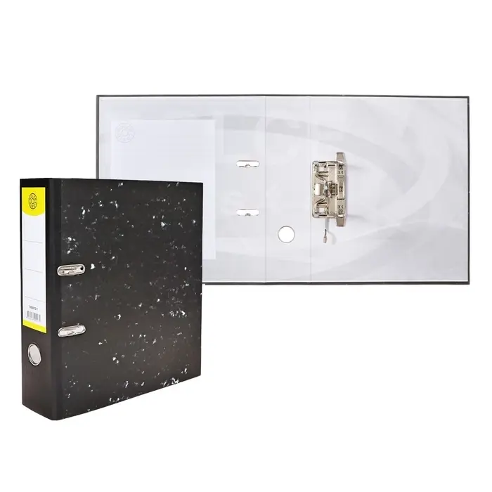 Папка-регистратор 75 мм, А4, эконом мрамор, черная, МИКС Папка-регистратор 75 мм, А4, эконом мрамор, черная, МИКС