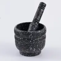 Ступка с пестиком &laquo;Чёрный камень&raquo;, 250 мл, 9&times;10 см, пластик, чёрная