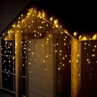 Гирлянда &laquo;Бахрома&raquo; 3&times;0.9 м, IP44, УМС, тёмная нить, 232 LED, свечение тёплое белое, 220 В