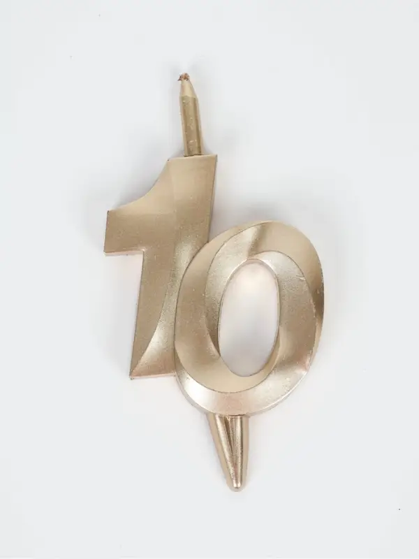 Свеча в торт &laquo;Юбилейная&raquo;, цифра 10, 10 см, шампань