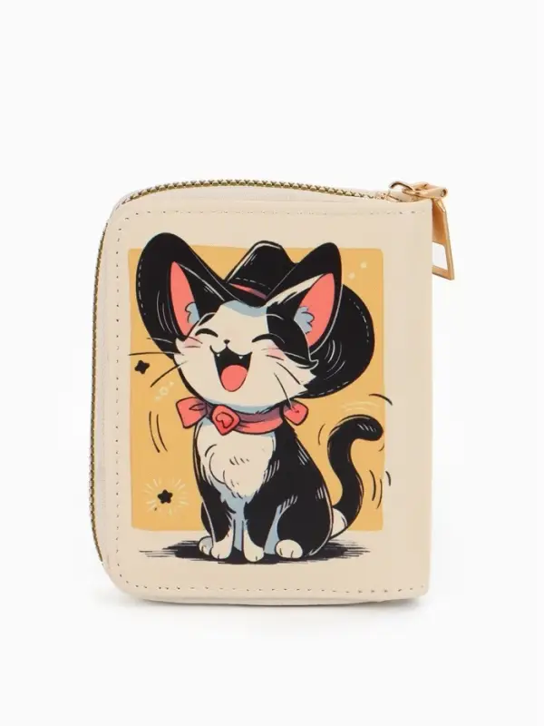 Кошелек дет 07-01-01 Июнь2548 кот, 8,5*2,5*10,5 см, 2 отд+отд/молн, д/карт, белый