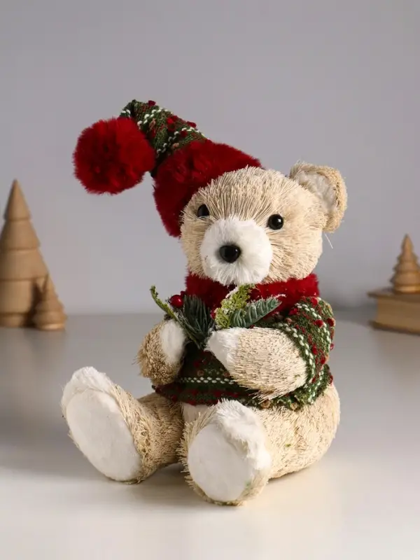 Декор  Декор "Медведь в свитере и колпаке, с еловой веткой" 16х15х27 см