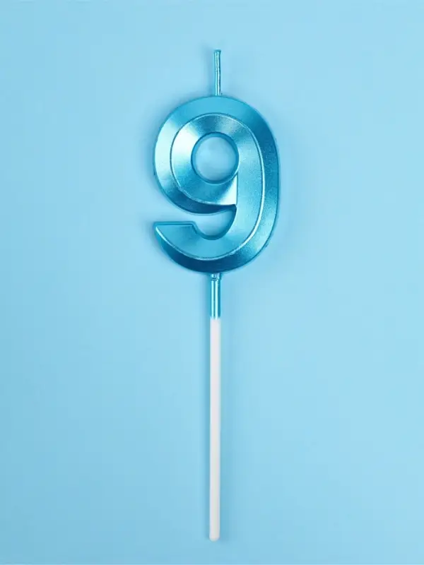 Свеча в торт на шпажке &laquo;Грань&raquo;, цифра 9, голубая, 5 см