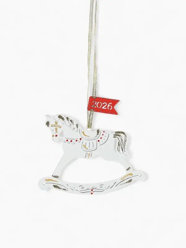 Ёлочное украшение Ёлочное украшение "Лошадка. 2026" 11,5х8,5 см, Белый-красный
