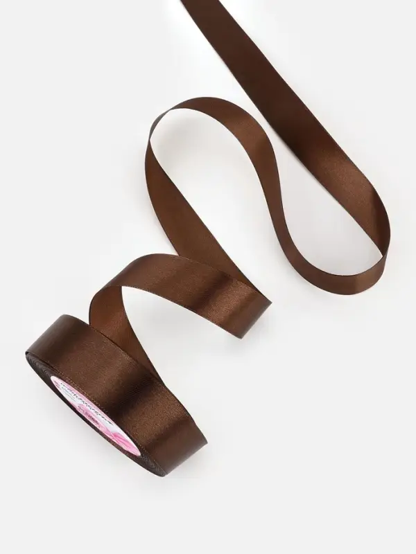 Лента атласная, 25 мм, 23&plusmn;1 м, коричневая