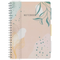 Бизнес-тетрадь 120л,клетка,А4 Flora 2,пласт.обл,серебр.спир,3раздел,линейка