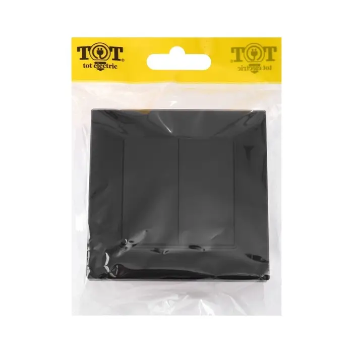 Выключатель проходной TOT Matte Glass, 10 А, 2 клавиши, скрытый монтаж, стеклянная рамка, чёрный