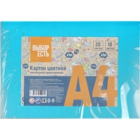 Картон цветной Выбор есть Отличник 20л 10цв А4 мелован.пакет
