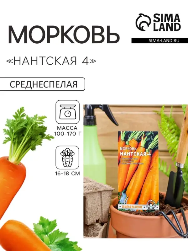 Семена на ленте Морковь &laquo;Нантская 4&raquo;, 8 м, &laquo;Росток-гель&raquo;