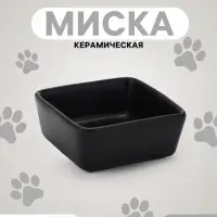 Миска &laquo;Квадрат&raquo;, 150 мл, 9&times;4 см, керамика, чёрная