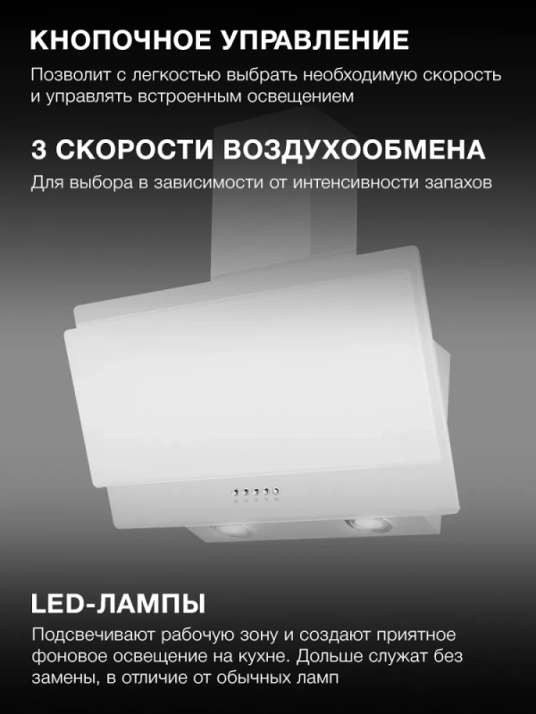 Вытяжка каминная HGH 6830 WG белый