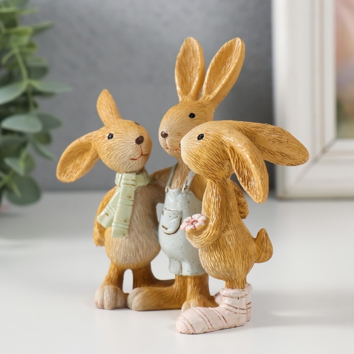 Сувенир полистоун Сувенир полистоун "Зайчата - три друга" 11,5х5х11 см