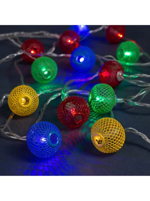 Гирлянда &laquo;Нить&raquo; 4 м с насадками &laquo;Шарик сетка&raquo;, IP20, прозрачная нить, 20 LED, свечение мульти, 8 режимов, 220 В