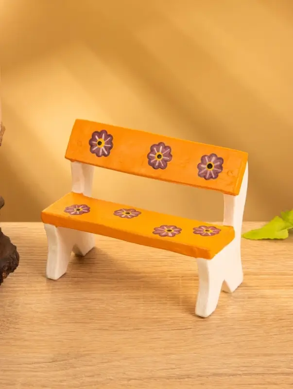 Сувенир дерево "Скамейка с цветами" цв. оранжевый, 11х5х9 см