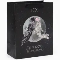 Пакет подарочный, упаковка, &laquo;Ты просто космос&raquo;, MS 18&times;23&times;10 см