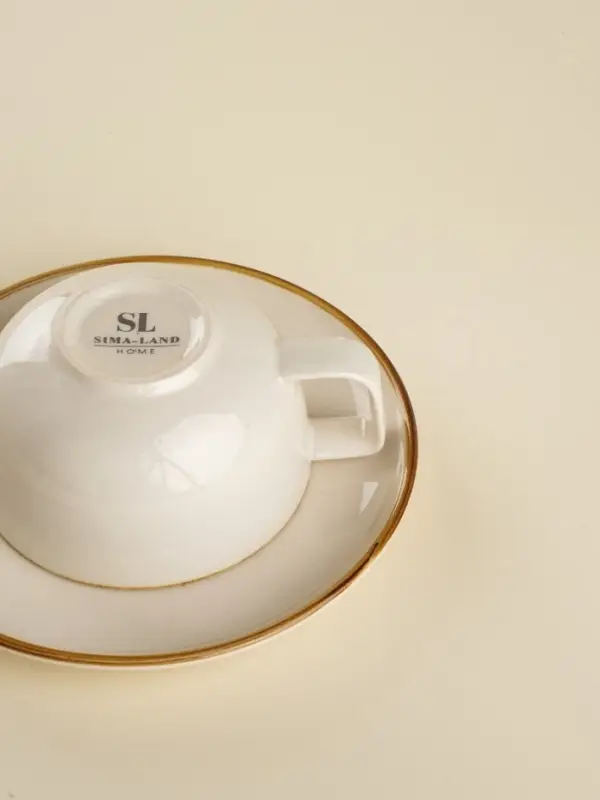 Чайная пара SL Home &laquo;Леггеро&raquo;, 280 мл, блюдце d=14 см, фарфор, бежевая