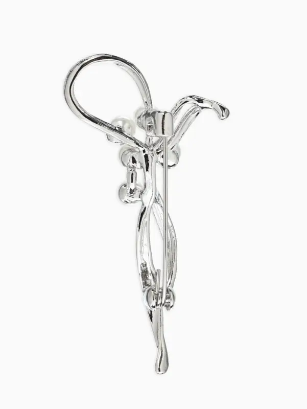 Брошь &laquo;Бантик&raquo;, жемчуг, цвет белый в серебре