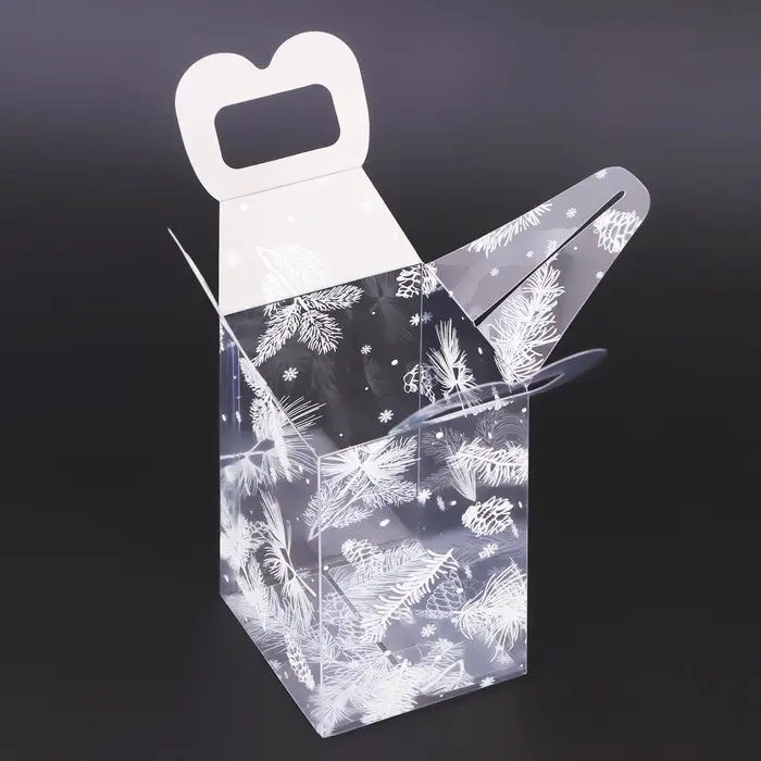 Коробка подарочная новогодняя складная ПВХ «Метель» 12×7×7 см