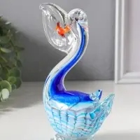 Сувенир стекло "Пеликан с рыбкой в клюве" под муранское стекло 7,5х14х17 см