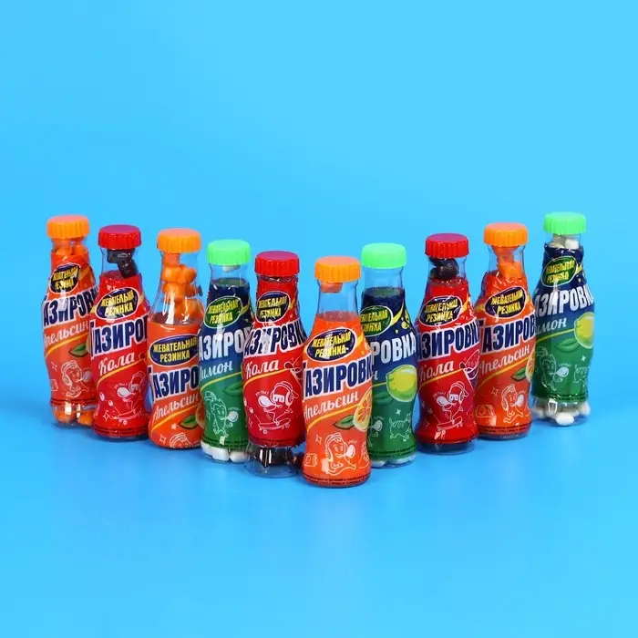 Мини жевательная резинка в бутылочках, ассорти, 7 г Мини жевательная резинка в бутылочках, ассорти, 7 г