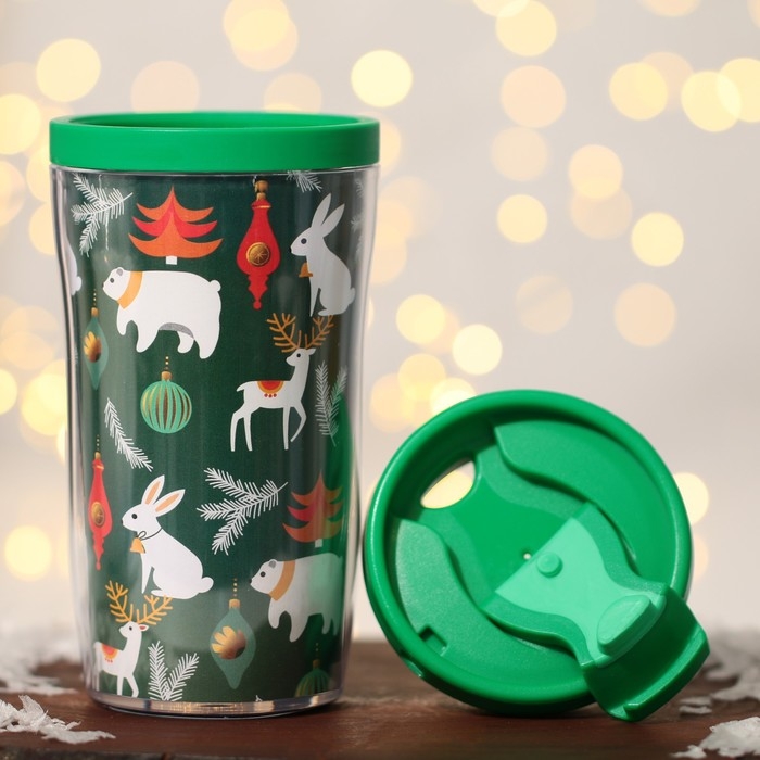 Новый год. Термостакан со вставкой &laquo;Новогодние животные&raquo;, 250 мл