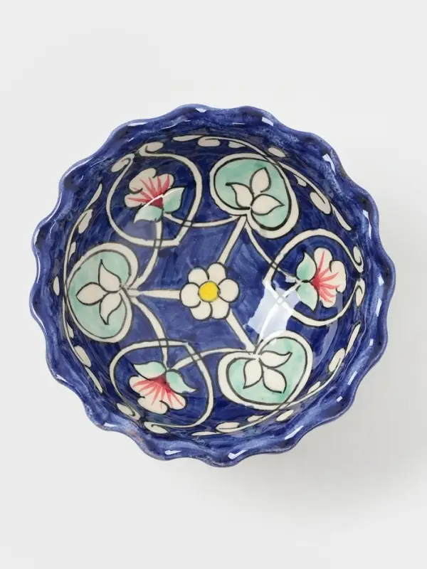 Конфетница узбекская Риштанская Керамика &laquo;Цветы&raquo;, 12 см, синяя