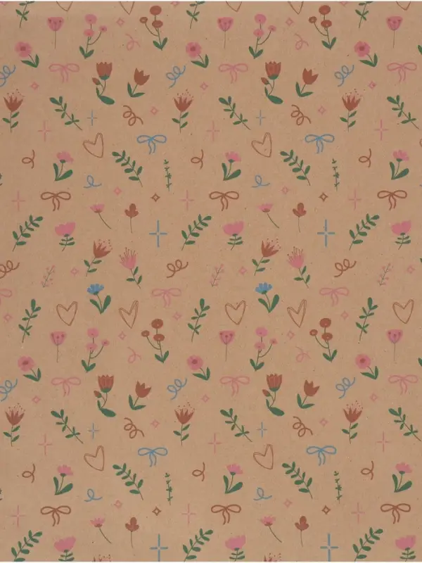 Бумага упаковочная крафт &laquo;Векторные цветы&raquo;, 50&times;70 см